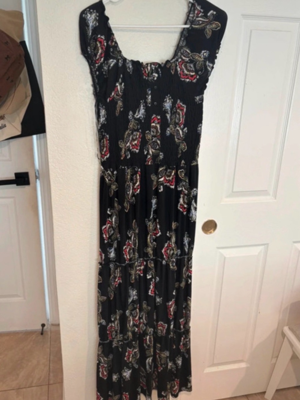 INC International Concepts Black Paisley Tiered Maxi Dress